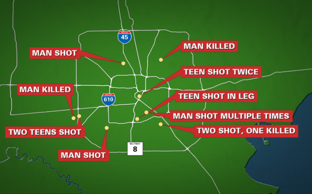 周末槍案頻傳，休斯頓警方：週六晚11人遭射，2人被殺