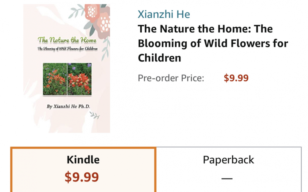 亞馬遜將出版發行何顯志作品《The Nature the Home: The Blooming of Wild Flowers for Children》